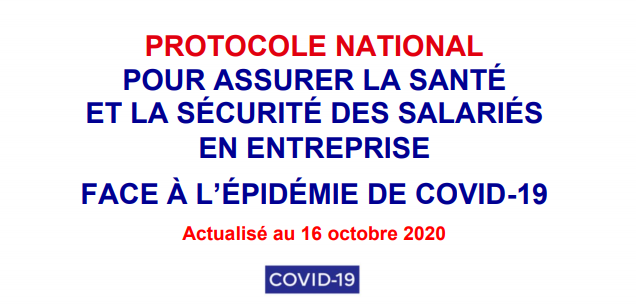 protocole national sante securite en entreprise au 16 octobre 2020