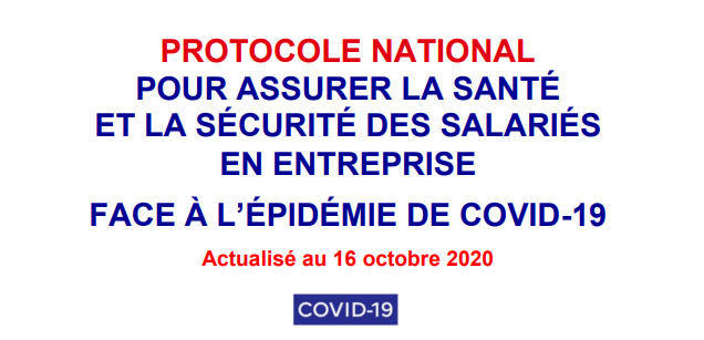 Actualisation du protocole sanitaire en entreprise